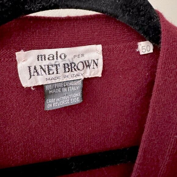 Vintage Academia MALO Janet Brown 100% Cashmere Burgundy Button Down Vest Sz 50 - Picture 4 of 5